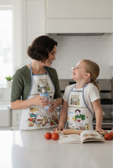 Anne Kız Sıvı Su Geçirmez Mutfak Etkinlik Önlüğü | Pamuklu Kumaş Leke Tutmaz
