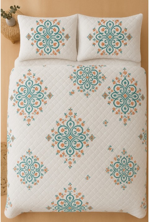 Canary Çift Kişilik Kapitone Dolgulu Pike 4 Mevsim Baklava Dsn |Yastık Kılıfı Dahil| 200x230cm