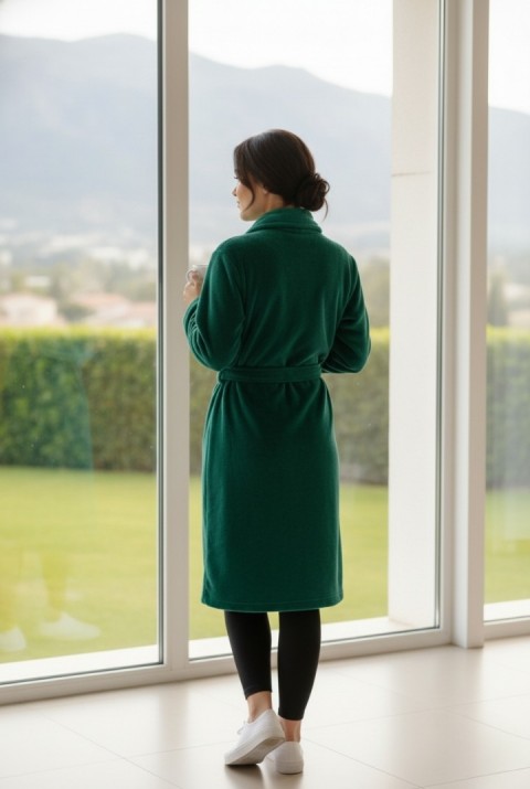 Lumor Şal Yaka Wellsoft Peluş Yumuşak Sabahlık  | Z.Yeşili