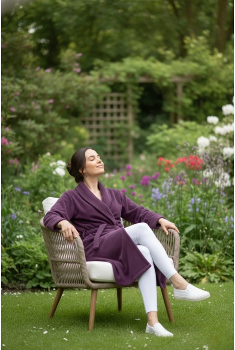 Lumor Şal Yaka Wellsoft Peluş Yumuşak Sabahlık  | Mor