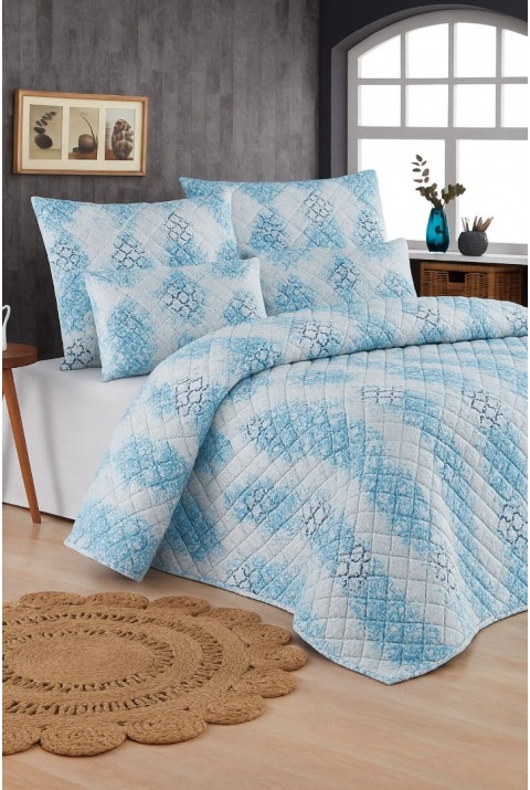 Mykonos Tek Kişilik Kapitone Dolgulu Pike 4 Mevsim Baklava Dsn |Yastık Kılıfı Hediye| 160x230cm