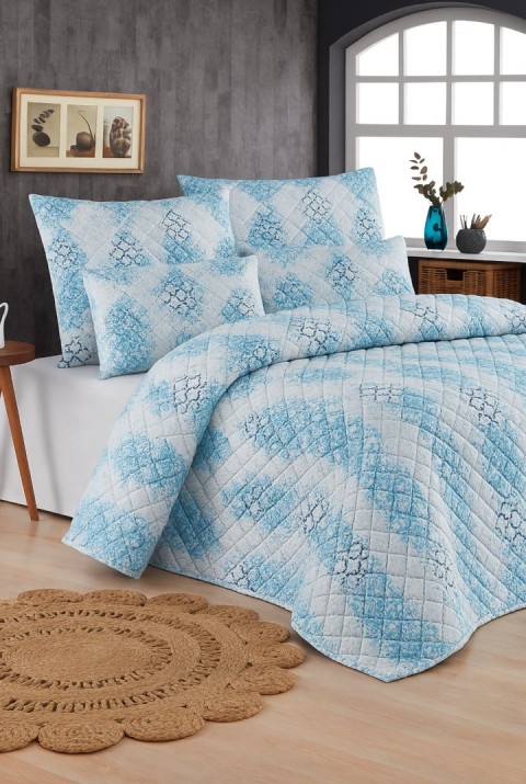 Mykonos Tek Kişilik Kapitone Dolgulu Pike 4 Mevsim Baklava Dsn |Yastık Kılıfı Hediye| 160x230cm