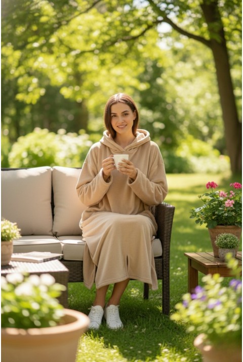 Serona Wellsoft Peluş Kapüşonlu Uzun Panço Yumuşak Dokulu Giyilebilir Tv Battaniyesi | Bej Serona Wellsoft Peluş Kapüşonlu Uzun Panço Yumuşak Dokulu Giyilebilir Tv Battaniyesi | Bej