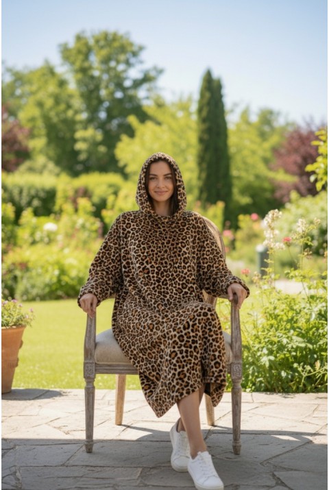 Serona Wellsoft Peluş Kapüşonlu Uzun Panço Yumuşak Dokulu Giyilebilir Tv Battaniyesi | Leopar Serona Wellsoft Peluş Kapüşonlu Uzun Panço Yumuşak Dokulu Giyilebilir Tv Battaniyesi | Leopar