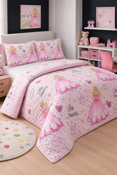 Çift Kişilik Kapitone Dolgulu Prenses Desen Pike 4 Mevsim |2 Adet Yastık Kılıfı Dahil| 200x230cm