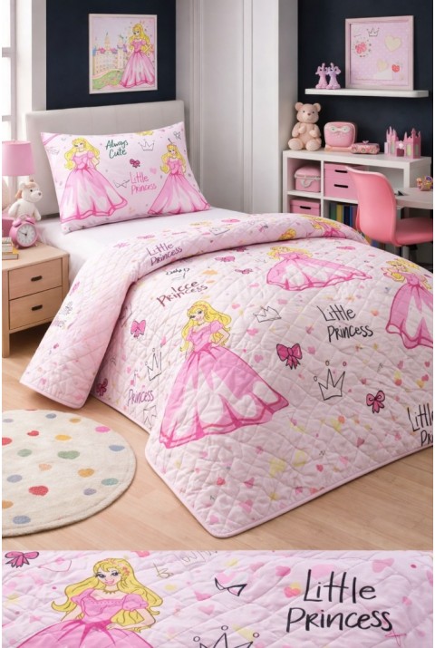 Kız Çocuk Genç Pike Yatak Örtüsü Takımı Prenses Desen Kapitone Pamuklu 4 Mevsim | Çarşafsız 160x230