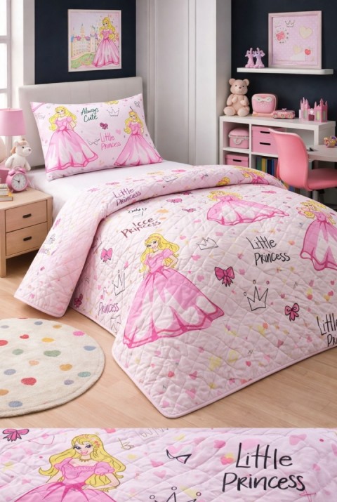 Kız Çocuk Genç Pike Yatak Örtüsü Takımı Prenses Desen Kapitone Pamuklu 4 Mevsim | Çarşafsız 160x230