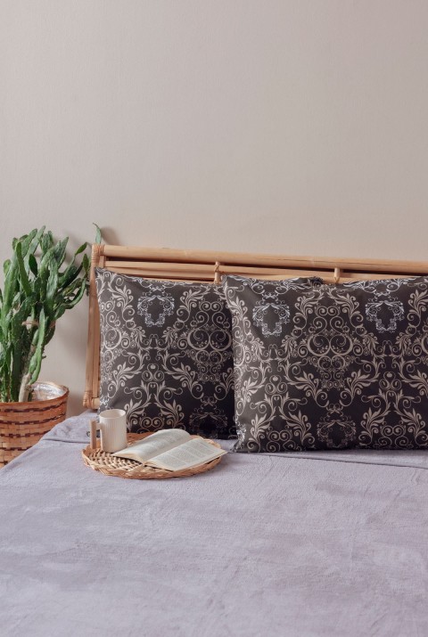 2'li Antrasit Desenli Yastık Kılıfı  50 x 70  ANTRASİT