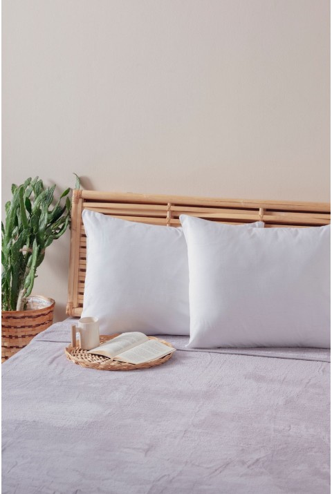 2'li Düz Beyaz Yastık Kılıfı Pamuk Polyester Kolay Ütülenir 50x70  50 x 70  BEYAZ