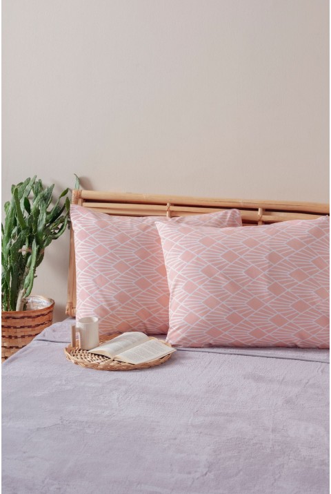 2'li Fuşya Pembe Desenli Yastık Kılıfı Pamuk Polyester 50x70  50 x 70  FUŞYA PEMBE