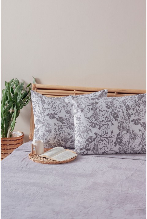 2'li Gri Beyaz Yastık Kılıfı Pamuk Polyester Kolay Ütülenir 50x70  50 x 70  GRİ BEYAZ