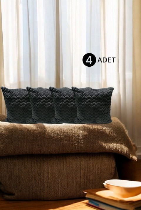 Bohem 4'Lü Dekoratif Yastık Kılıfı Kırlent Kılıfı 43X43 Cm Antrasit  43 x 43  Antrasit1