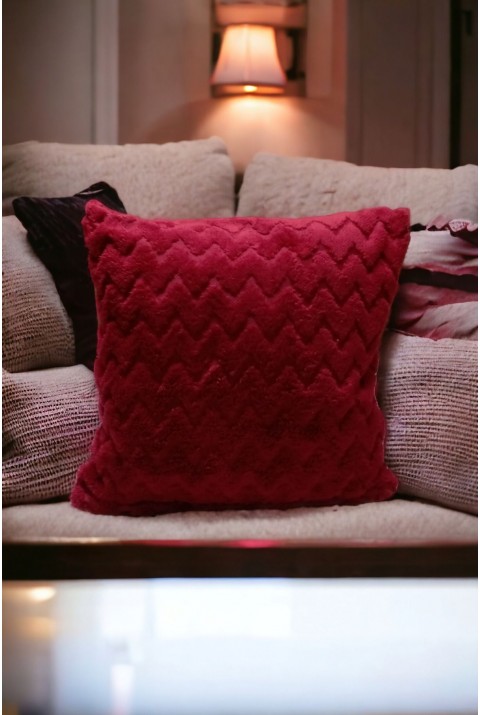 Bohem 4'Lü Dekoratif Yastık Kılıfı Kırlent Kılıfı 43X43 Cm Bordo Zikzak Dsn  43 x 43  Bordo2