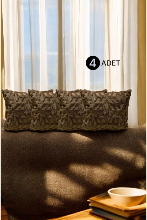 Bohem 4'Lü Dekoratif Yastık Kılıfı Kırlent Kılıfı 43X43 Cm Kahverengi Etnik Dsn  43 x 43  Kahverengi1