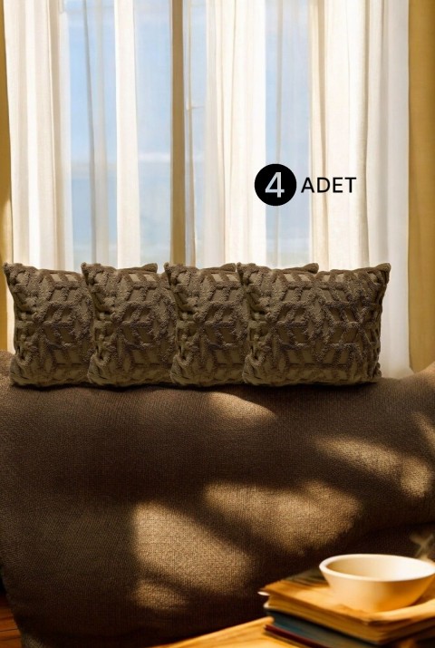 Bohem 4'Lü Dekoratif Yastık Kılıfı Kırlent Kılıfı 43X43 Cm Kahverengi Etnik Dsn  43 x 43  Kahverengi1