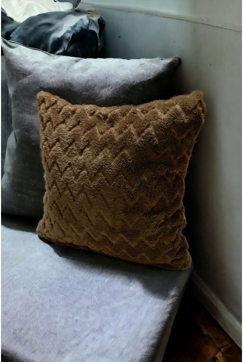 Bohem 4'Lü Dekoratif Yastık Kılıfı Kırlent Kılıfı 43X43 Cm Kahverengi Zikzak Dsn  43 x 43  Kahverengi4