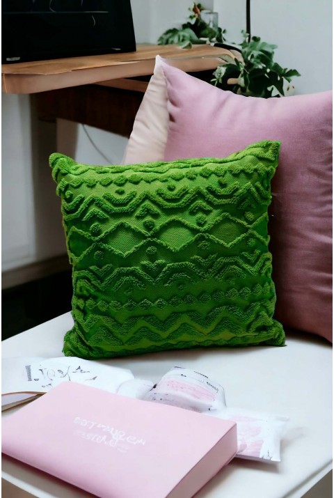 Bohem 4'Lü Dekoratif Yastık Kılıfı Kırlent Kılıfı 43X43 Cm Yeşil Geometrik Desen  43 x 43  Yeşil