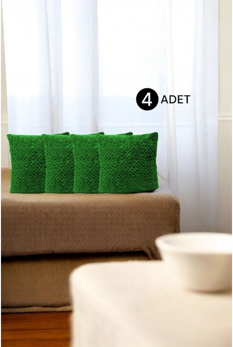 Bohem 4'Lü Dekoratif Yastık Kılıfı Kırlent Kılıfı 43X43 Cm Yeşil Otantik Desen  43 x 43  Yeşil4