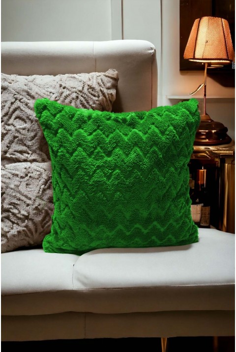 Bohem 4'Lü Dekoratif Yastık Kılıfı Kırlent Kılıfı 43X43 Cm Yeşil Zikzak Desen  43 x 43  Yeşil5