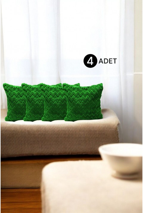 Bohem 4'Lü Dekoratif Yastık Kılıfı Kırlent Kılıfı 43X43 Cm Yeşil Zikzak Desen  43 x 43  Yeşil5