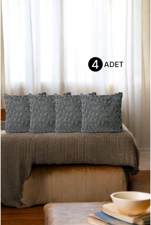 Bohem 4'Lü Dekoratif Yastık Kılıfı Kırlent Kılıfı 45X45 Cm Gri Geometrik Desen  45 x 45  Gri1