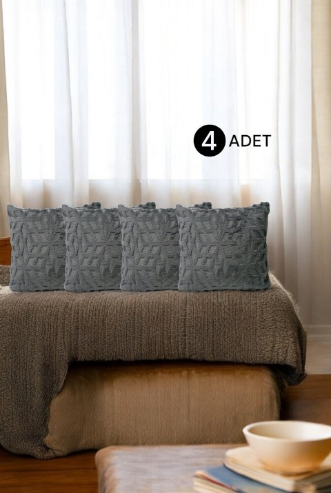 Bohem 4'Lü Dekoratif Yastık Kılıfı Kırlent Kılıfı 45X45 Cm Gri Geometrik Desen  45 x 45  Gri1