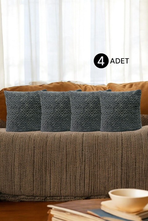 Bohem 4'Lü Dekoratif Yastık Kılıfı Kırlent Kılıfı 45X45 Cm Gri Otantik Desen  45 x 45  Gri2