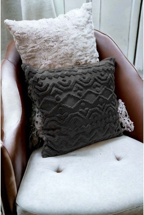 Bohem Dekoratif Yastık Kılıfı Kırlent Kılıfı 43X43 Cm Antrasit Geometrik  43 x 43  Antrasit4