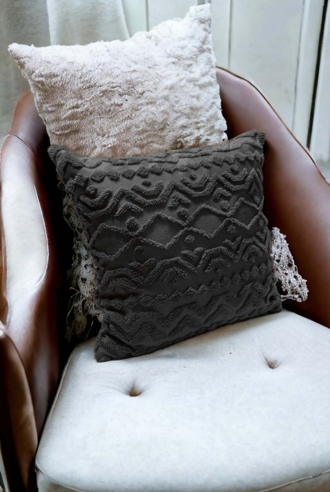 Bohem Dekoratif Yastık Kılıfı Kırlent Kılıfı 43X43 Cm Antrasit Geometrik  43 x 43  Antrasit4