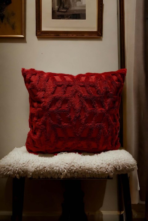 Bohem Dekoratif Yastık Kılıfı Kırlent Kılıfı 43x43 Cm Bordo Etnik Dsn  43 x 43  Bordo1