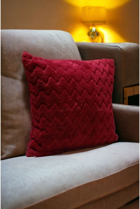 Bohem Dekoratif Yastık Kılıfı Kırlent Kılıfı 43x43 Cm Bordo Zikzak Dsn  43 x 43  Bordo