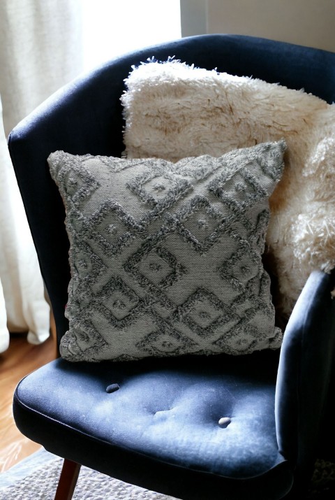 Bohem Dekoratif Yastık Kılıfı Kırlent Kılıfı 43x43 Cm Gri  43 x 43  Gri