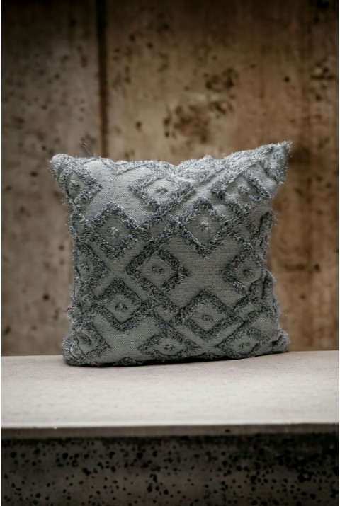 Bohem Dekoratif Yastık Kılıfı Kırlent Kılıfı 43x43 Cm Gri  45 x 45  Gri