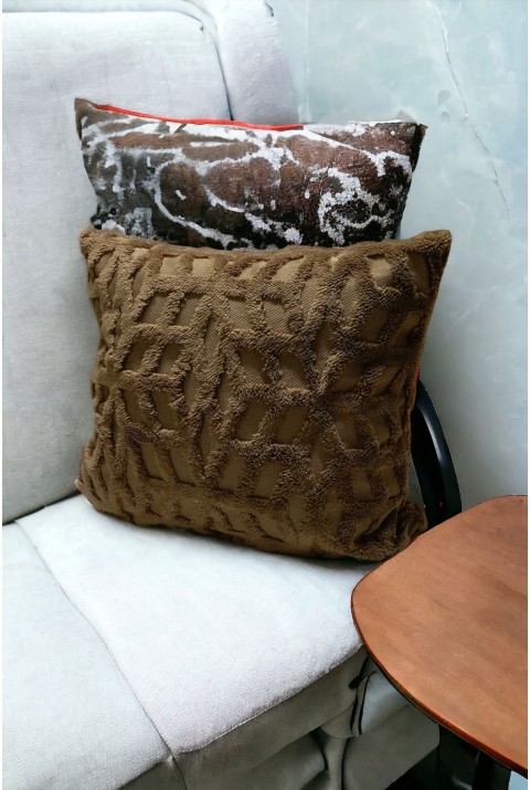 Bohem Dekoratif Yastık Kılıfı Kırlent Kılıfı 43x43 Cm Kahverengi Etnik Dsn  43 x 43  Kahverengi