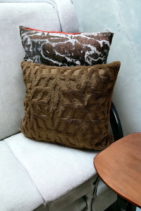 Bohem Dekoratif Yastık Kılıfı Kırlent Kılıfı 43x43 Cm Kahverengi Etnik Dsn  43 x 43  Kahverengi