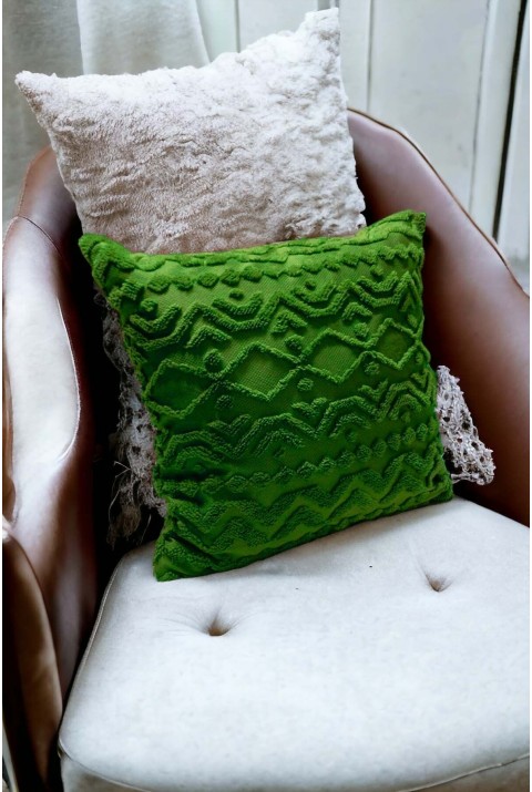 Bohem Dekoratif Yastık Kılıfı Kırlent Kılıfı 43x43 Cm Yeşil Geometrik Dsn  43 x 43  Yeşil4
