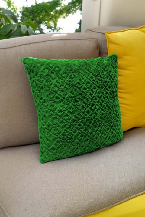 Bohem Dekoratif Yastık Kılıfı Kırlent Kılıfı 43X43 Cm Yeşil Otantik Desen  43 x 43  Yeşil1