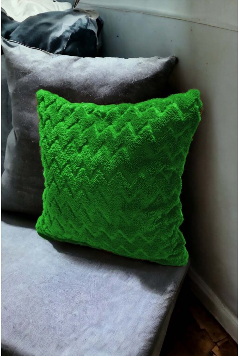 Bohem Dekoratif Yastık Kılıfı Kırlent Kılıfı 43X43 Cm Yeşil Zikzak Desen  43 x 43  Yeşil2