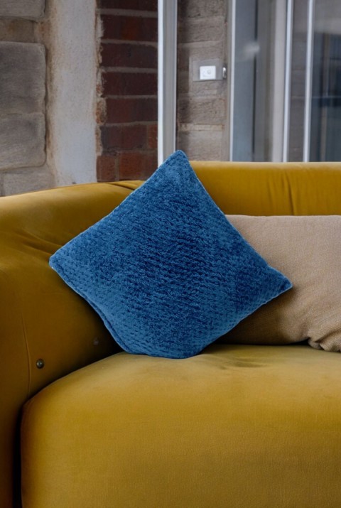 Bohem Dekoratif Yastık Kılıfı Kırlent Kılıfı 45x45 Cm Petrol Mavisi Otantik Desen  45 x 45  Mavi