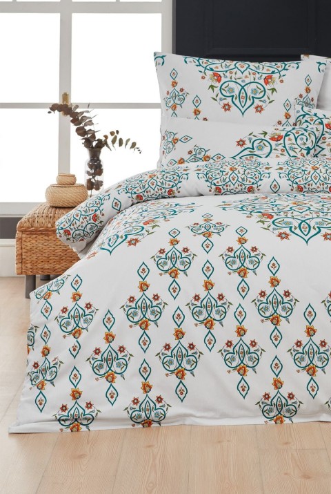 Canary Çift Kişilik Nevresim Seti Çarşafsız  200 x 220  Yeşil-Beyaz