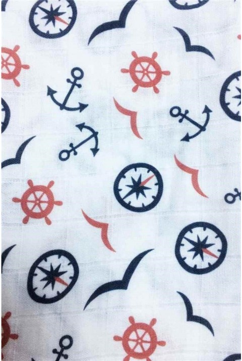 Çapa Desenli Müslin Bebek Bezi 70x70  70 x 70  Çapa Desenli