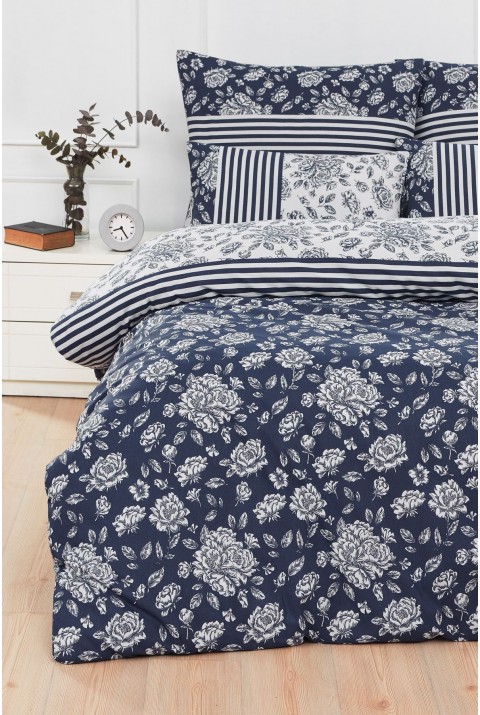 Cayprus Tek Kişilik Nevresim Takımı  160 x 220  Lacivert-Mavi