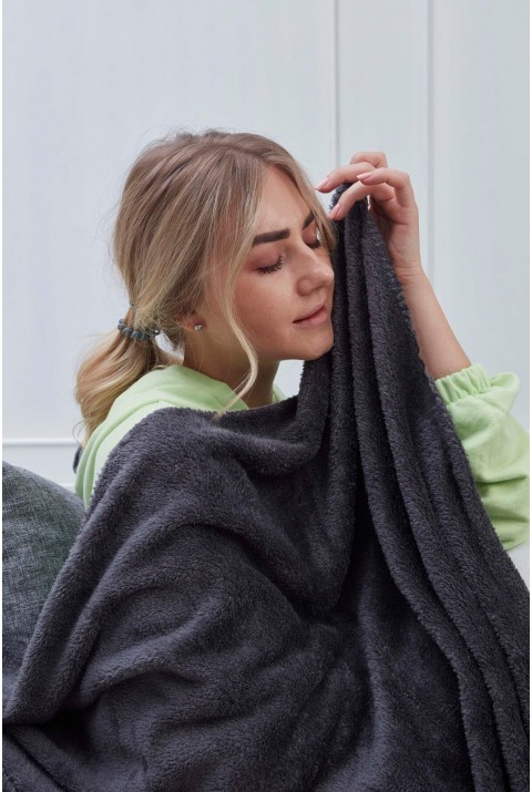 Deluxe Wellsoft Battaniye Antrasit Çift Kişilik 200x220 cm  200 x 220  NoColor-06887086