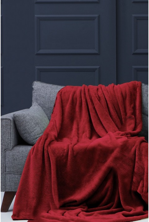 Deluxe Wellsoft Battaniye Bordo Çift Kişilik 200x220 cm  200 x 220  Bordo
