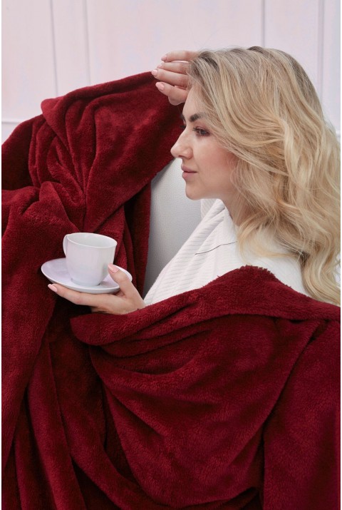 Deluxe Wellsoft Battaniye Bordo Çift Kişilik 200x220 cm  200 x 220  Bordo