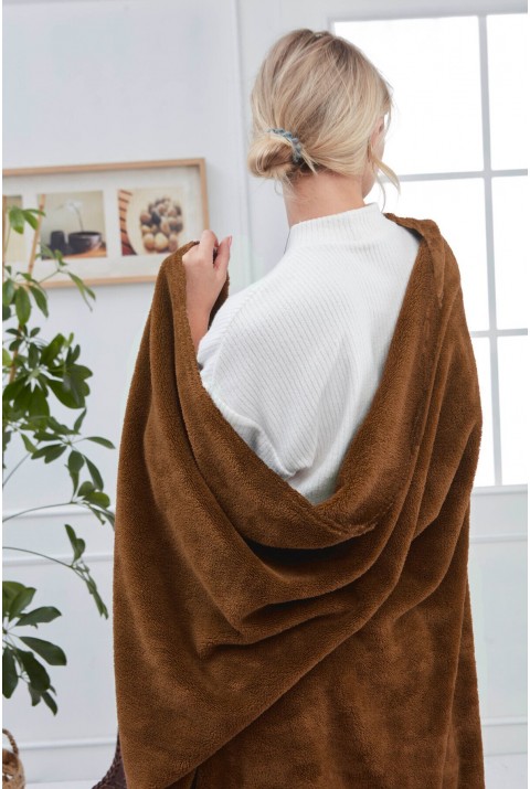 Deluxe Wellsoft Battaniye Kahverengi Çift Kişilik 200x220 cm  200 x 220  Kahverengi 1
