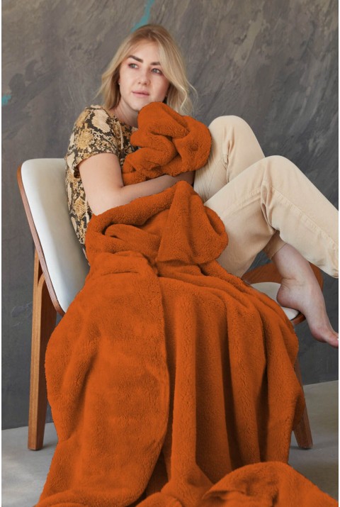 Deluxe Wellsoft Battaniye Kiremit Çift Kişilik 200x220 cm  200 x 220  Kiremit