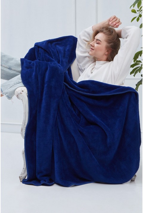 Deluxe Wellsoft Battaniye Lacivert Çift Kişilik 200x220 cm  200 x 220  Lacivert