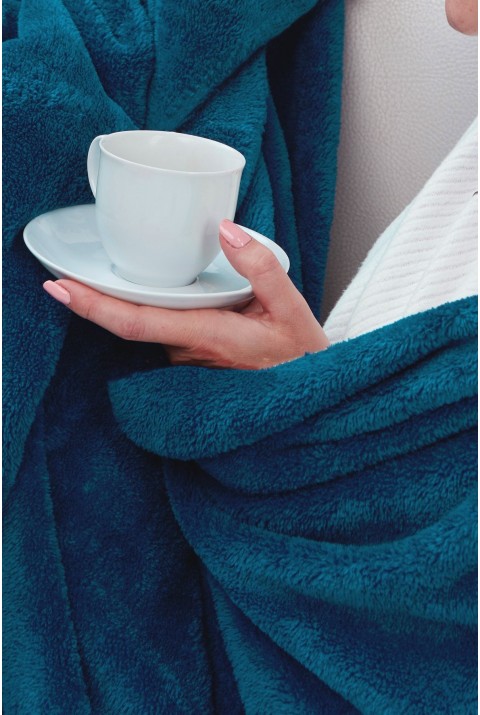 Deluxe Wellsoft Battaniye Petrol Mavisi Çift Kişilik 200x220 cm  200 x 220  Petrol Mavisi 1