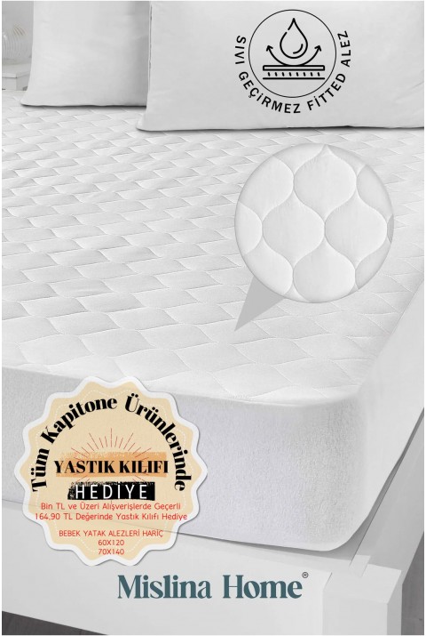 Kapitone Microfiber Fitted Full Kenar Sıvı Su Geçirmez Tek Kişilik Çift Kişilik Yatak Koruyucu Alezi  70 x 140  Beyaz